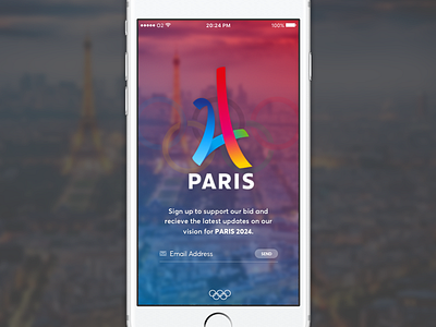 Paris 2024 Mockup app branding clean design ios ios9 iphone logo paris paris2024 signup