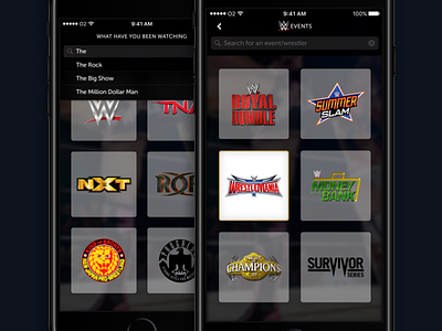 Wrestling App app application design ios iphone rating ui wrestling wwe