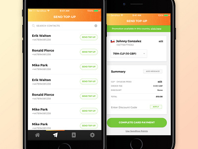 Sending TopUp app application design finance fintech home ios iphone money ui