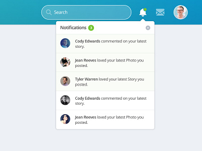 Notifications Dropdown alert app design desktop notification notifications social network ui ux web