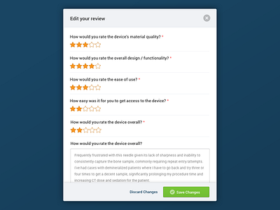 Edit Review PopUp design edit form modal overlay popup review setting ui ux window