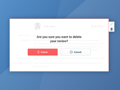 Delete Your Review alert clean design modal review simple ui ux web app