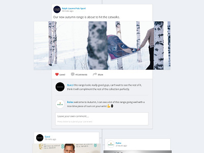 Brand Timeline activity comments design light posts social network timeline ui ux web web app website