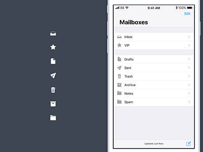 Mail App Icons iOS11 apple design download email glyph icon icons ios ios11 mail sketch ui