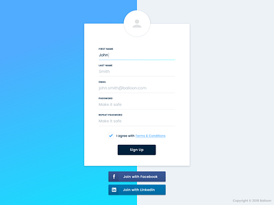 Sign Up Form account application clean create design form input signup ui ux