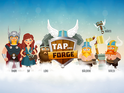 Tap'n'Forge Mobile Game Characters characters game hammer illustration logo medieval mobile north tap tap tapnforge thor viking