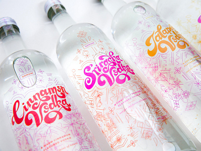 Spicy Vodka Packaging beverage lettering line work package design packaging pattern system vodka