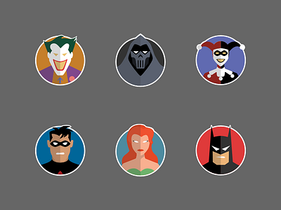 Batman The Animated Series Stickers, Phase 1 batman harley quinn joker phantasm poison ivy robin