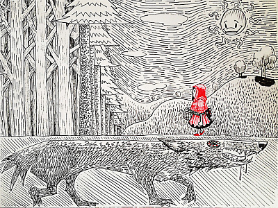 Red Riding Hood children art fairytale illustration