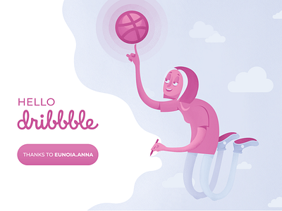 hello dribbble! debut first girl hello hello dribble hellodribbble illustration vector