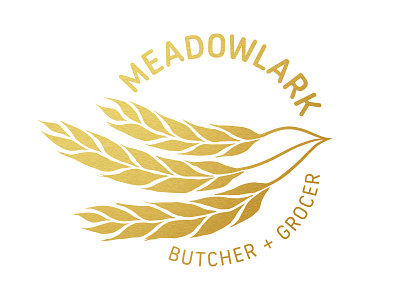 Meadowlark Butcher + Grocer logo illustration logo design