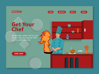 Illustration for Chef Hiring website- Kitchen.co chef design drawing food graphic design illustration kitchen ui vector