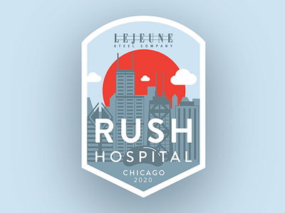Lejeune Sticker Series: Rush Hospital badge chicago city hospital illustration labor modern steel sticker