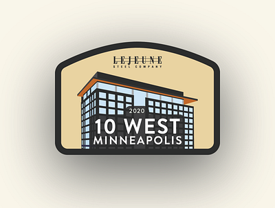 Lejeune Sticker Series: 10 West Building art direction badge city design illustration labor logo minimal modern steel sticker vector