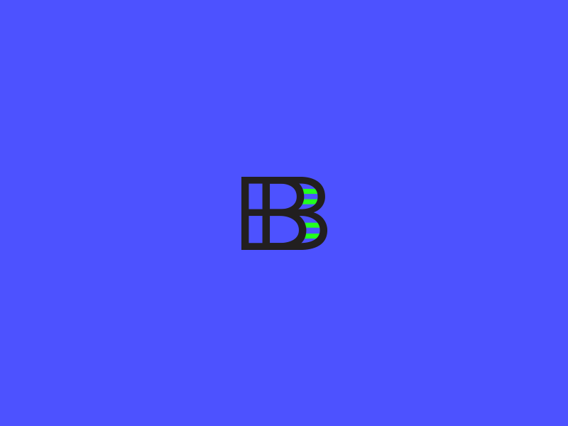 bB interlocking ligature logo neon