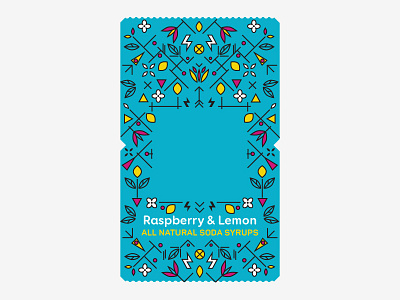 Label border geometry lemon monoline pattern raspberry