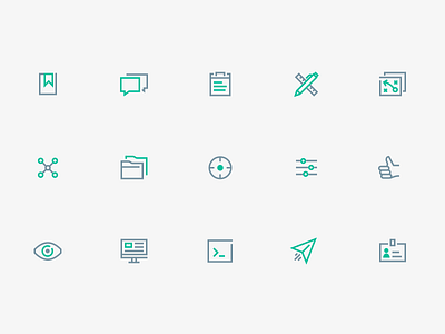 Icon Set business green grey icon line sharp