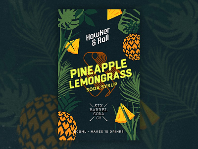 Label grass jungle label pineapple six barrel soda