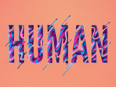 Human blobby human layered lettering paper papercut pink typography
