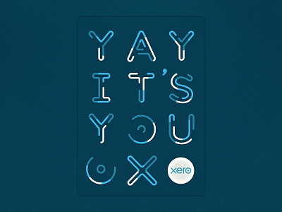 Yay! blue card lettering lines outline pipe poster stripes xero you
