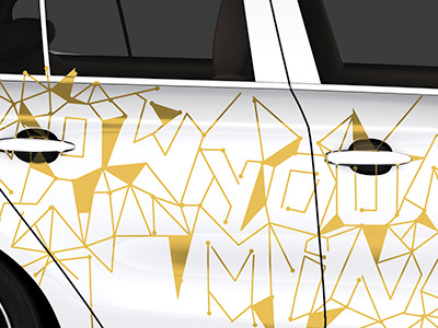 Vehicle graphics car geometric gold typography wrap