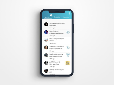 Activity Feed - Daily UI Challenge 047 activity feed app blue business collect ui design entrepreneurship mockup notification