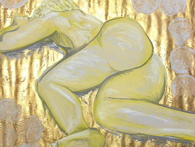 Lemon Squeezy acrylic figure drawing gold golden illustration lemon lemon squeezy lemons life drawing naked nude pastels