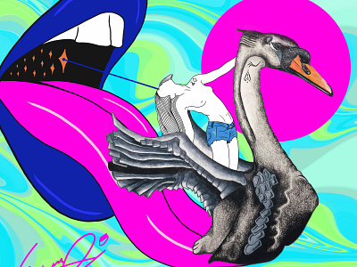 Talyn + Ayora Experimental Collab bird drawing illustration swan woman