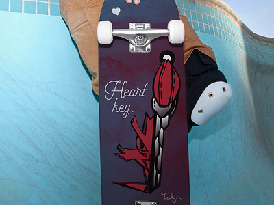 Heart Key Skate Deck art design graphicdesign heart illustration key keyblade skateboard skateboarder skateboarding