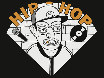 Boogie black cap gold grafitti hiphop illustration mc rap street vector