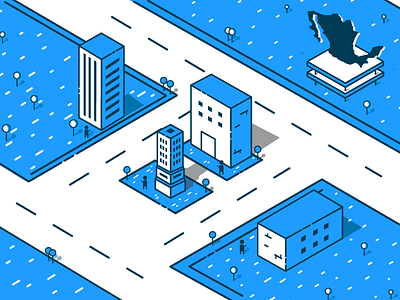 Isometric City blue building city icon illustration isometric