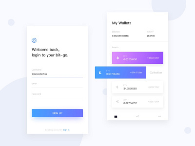 Finance App app design card financial sign up wallets