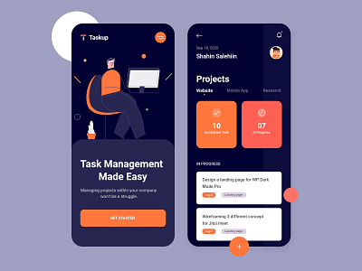 Project Management App v2- Dark android app design app design ios app design project management task management app task manager