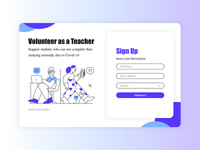 Daily UI #001 • Sign Up - Volunteer Event daily ui daily ui 001 dailyui design illustration ui uiux ux web