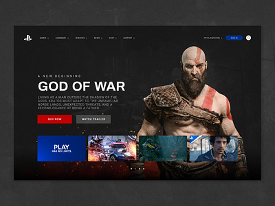 God of War - Concept Page animation concept pages design gof of war interactions landing page minimal playstation5 series spny ui