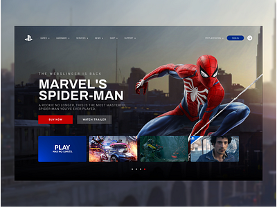 Marvel's Spider-Man - Concept Page concept page design interactions landing page minimal playstation series spider man ui ux