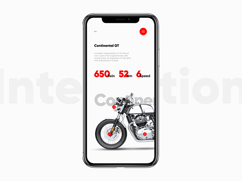 Minimal Feature - Interaction animation app design flat interactions ios minimal mobile motorcycle royal enfield ui ui redesign ux