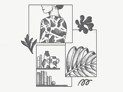 Clippings books clips flowers girl illustration pattern plant vase