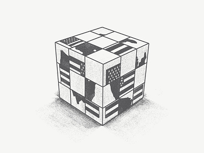 Puzzling america drawing illustration mixed politics puzzle rubiks cube texture trump usa