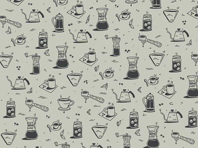 Coffee Pattern chemex coffee espresso filter grinder icons illustration mug pattern