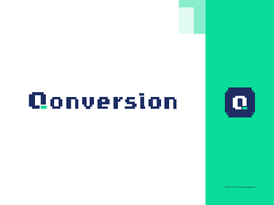 Qonversion brend conversion digital it logo logotype lu4 mark pixel pixel font sign