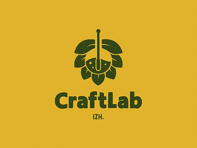 CraftLab beer beer branding brewery color concept craft craft beer drink flask green hop hop izhevsk lab logo logo deisgn logotype yellow