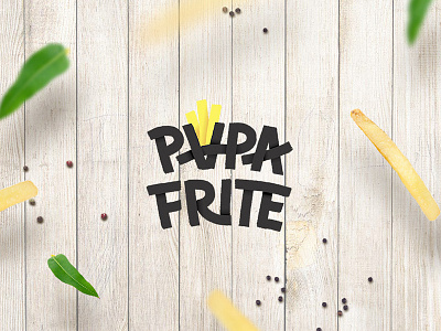Papa Frite fries frite letering logo logotype lu4 design papa photoshop poster potato potato chips