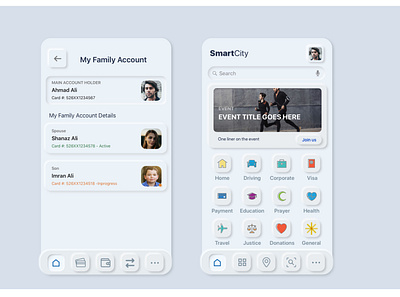 Neuomorphic UI family account mobile ui design