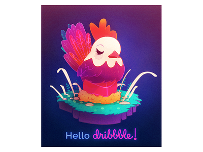 Hello Dribble! art chicken colorful design hello dribble illustration texture vector art