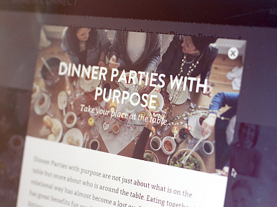 Dinner Parties with purpose close image italic lightbox modal uppercase website