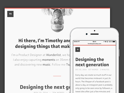 Hi there, I'm Timothy blog design responsive timothy website wunderlist