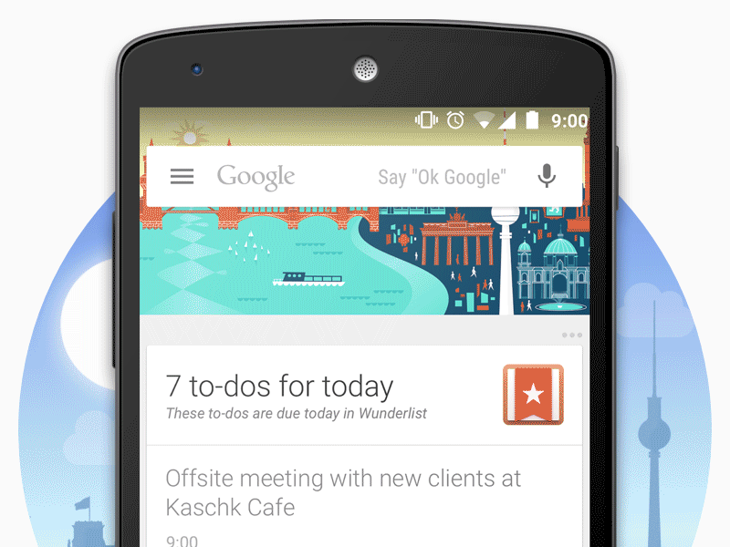 Now Cards from Wunderlist for Google app android animation berlin gif google google now illustration wunderlist
