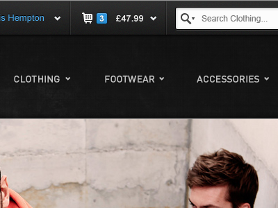 Search Clothing... arrows cart dark navigation search shopping ui