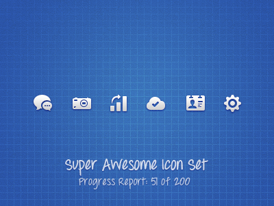 Super Awesome Icon Set (Preview 2) bar chart card chat cloud cog complete contact icon set icons imessage settings tick ui